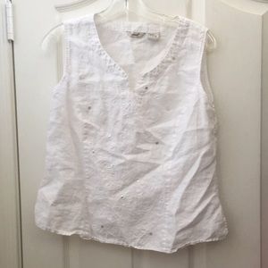 FINAL MARKDOWN Ladies’ Edward Sleeveless Linen Top w/Notched Neckline (XL)